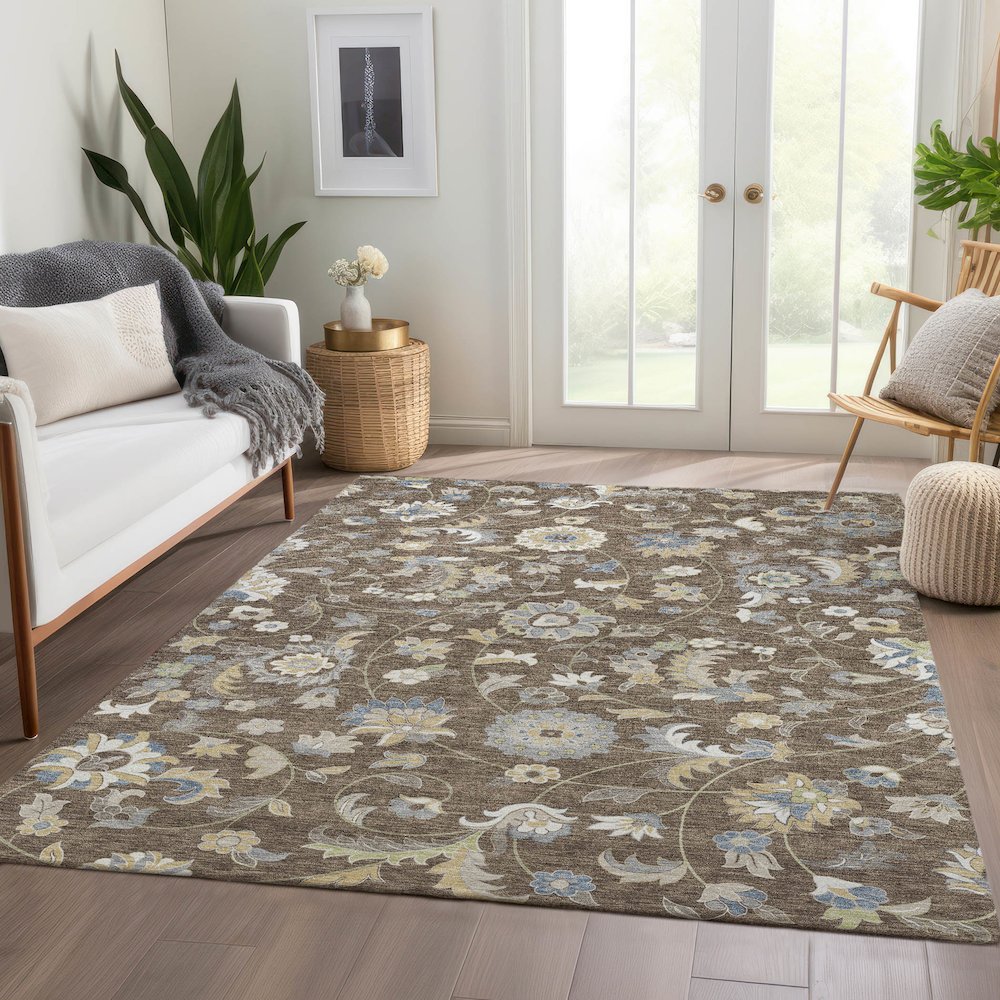 Premium Machine Washable Mayfield AMF1006 Chocolate 8' x 10' Rug. Picture 6