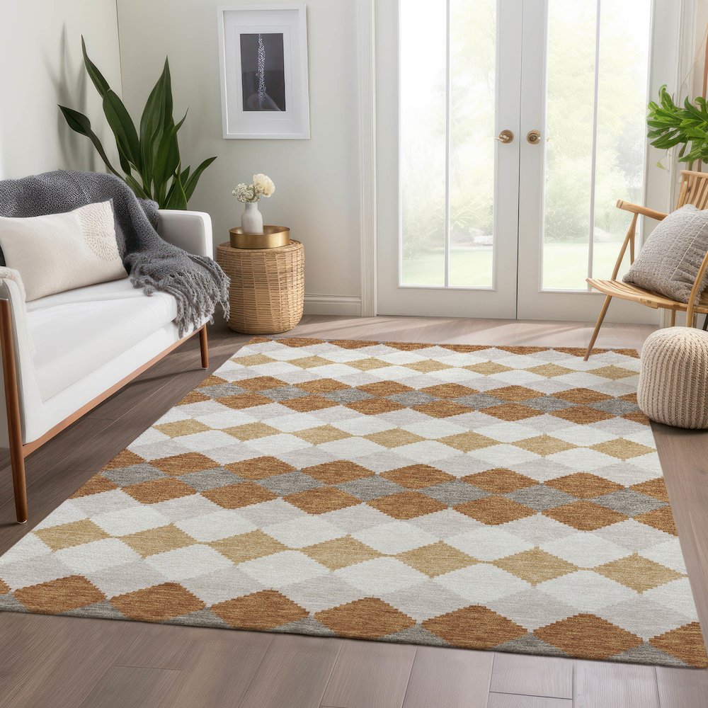 Premium Machine Washable Mayfield AMF1007 Copper 8' x 10' Rug. Picture 6