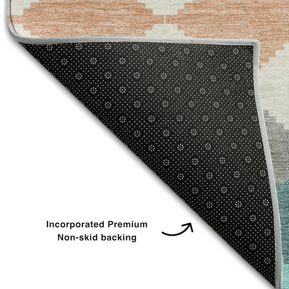 Premium Machine Washable Mayfield AMF1007 Teal 3' x 5' Rug. Picture 2