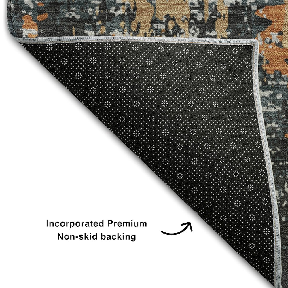 Premium Machine Washable Mayfield AMF1008 Charcoal 3' x 5' Rug. Picture 2