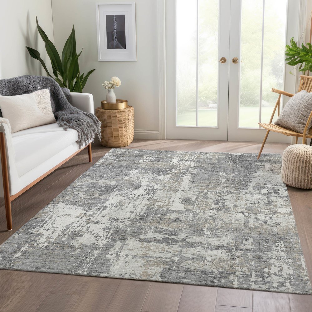 Premium Machine Washable Mayfield AMF1008 Gray 8' x 10' Rug. Picture 6