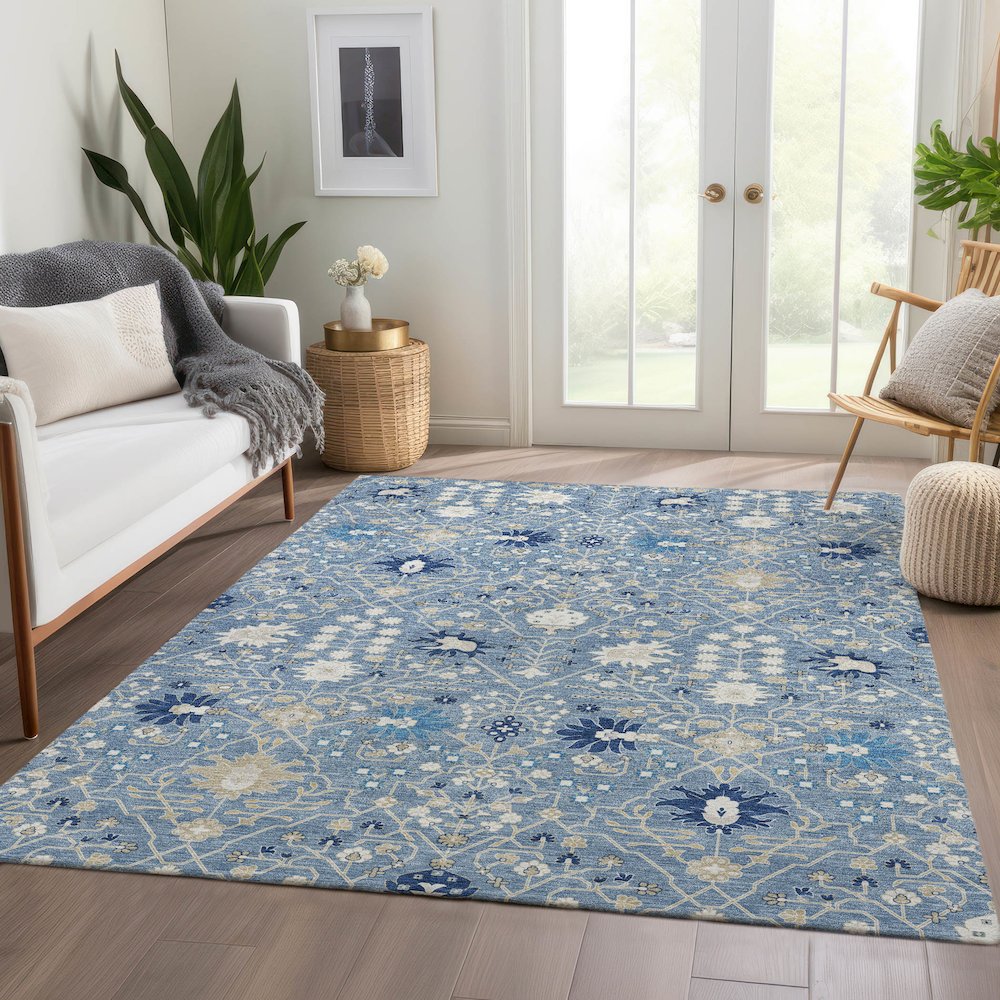 Premium Machine Washable Mayfield AMF1009 Denim 8' x 10' Rug. Picture 6