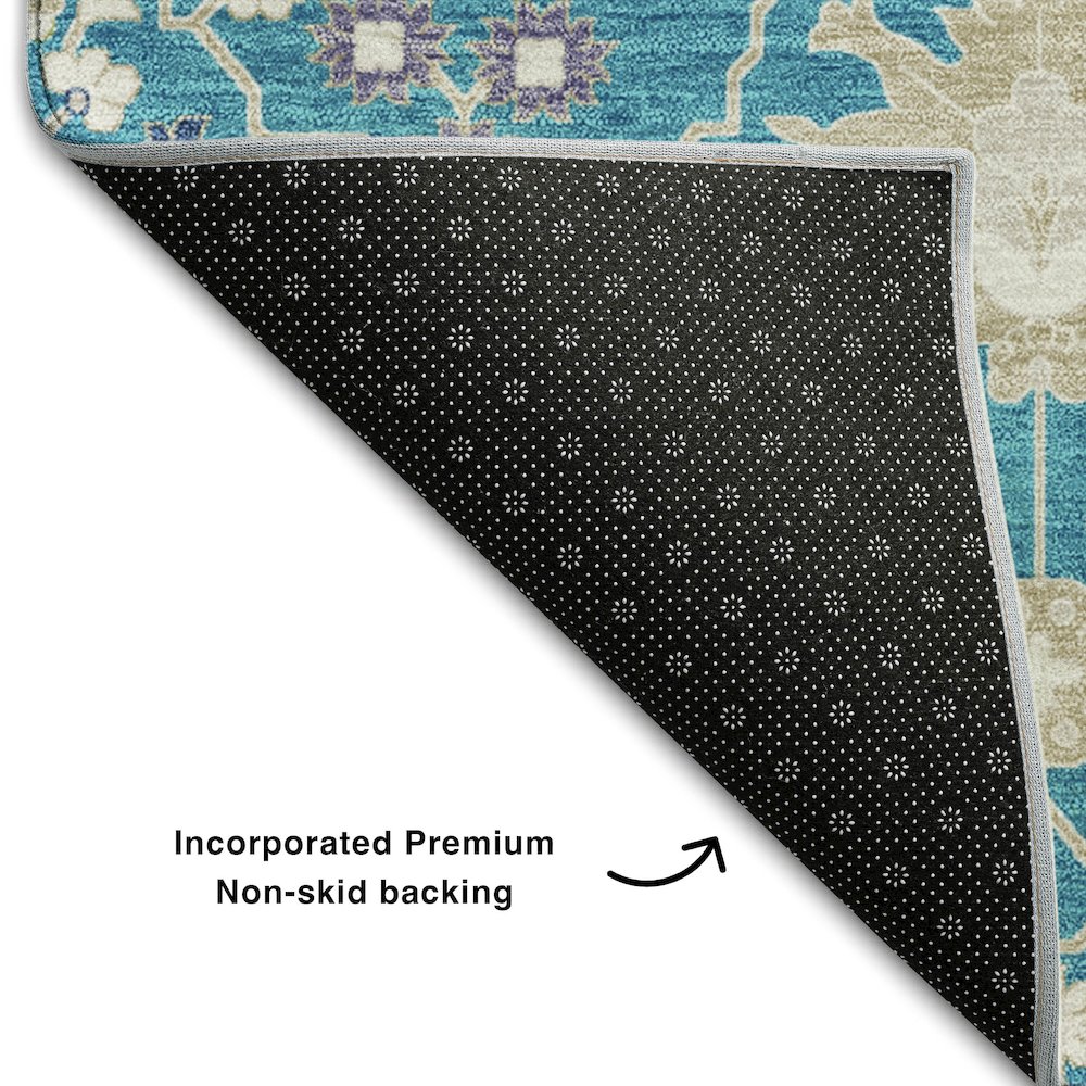 Premium Machine Washable Mayfield AMF1009 Teal 3' x 5' Rug. Picture 2