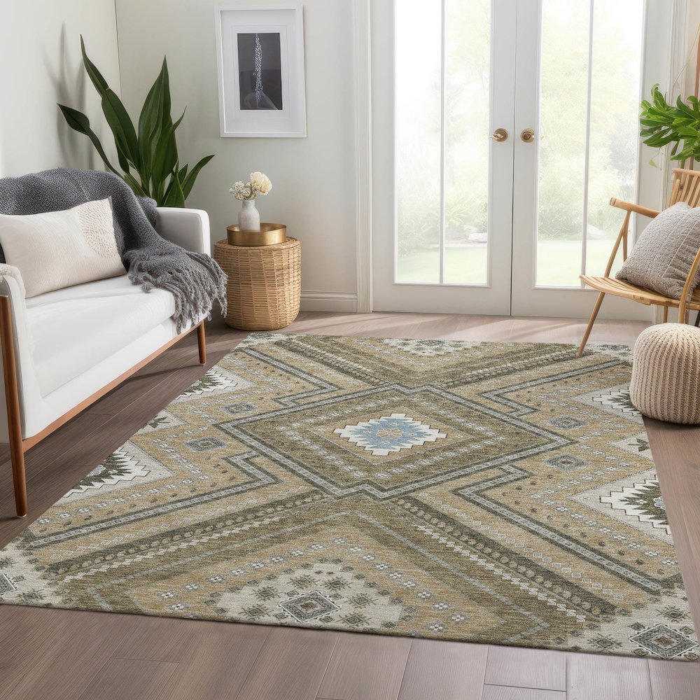 Premium Machine Washable Mayfield AMF1010 Beige 8' x 10' Rug. Picture 6