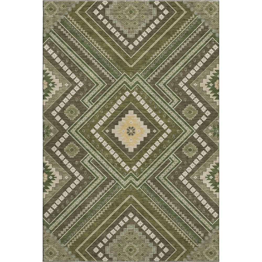 Premium Machine Washable Mayfield AMF1010 Olive 8' x 10' Rug. Picture 1