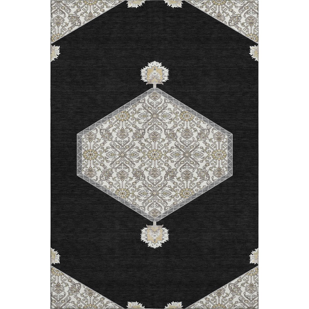 Premium Machine Washable Mayfield AMF1011 Black 8' x 10' Rug. Picture 1