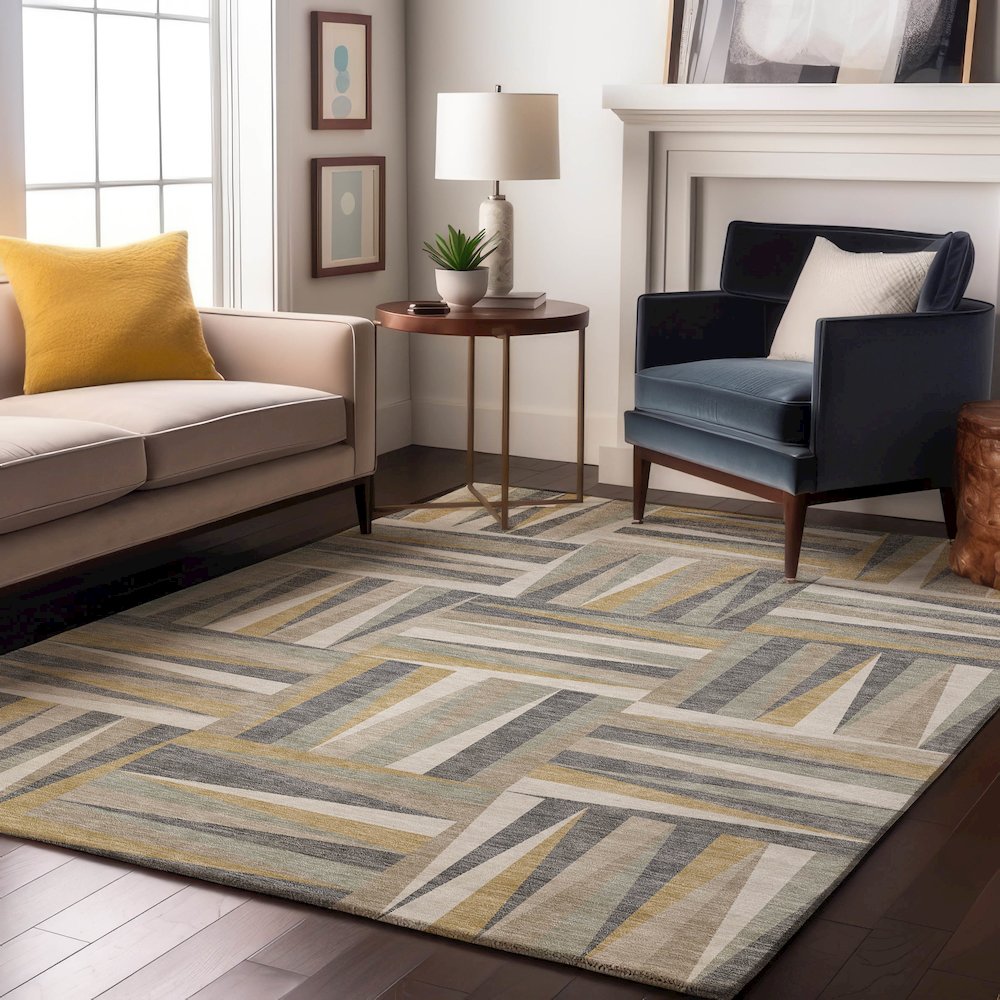 Premium Machine Washable Mayfield AMF1012 Beige 8' x 10' Rug. Picture 5