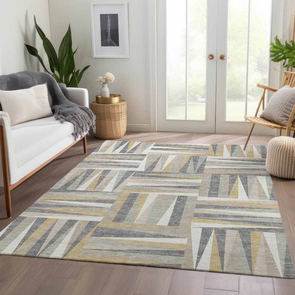 Premium Machine Washable Mayfield AMF1012 Beige 8' x 10' Rug. Picture 6