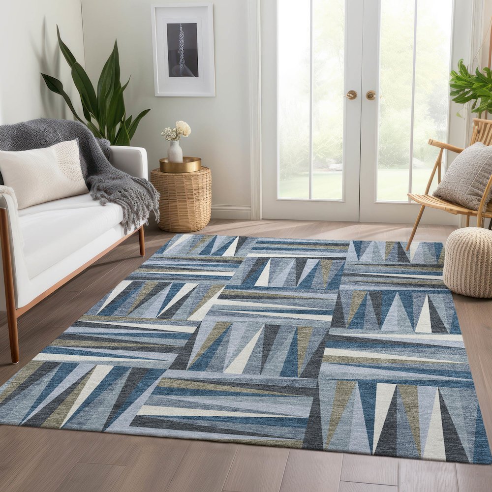 Premium Machine Washable Mayfield AMF1012 Denim 8' x 10' Rug. Picture 6