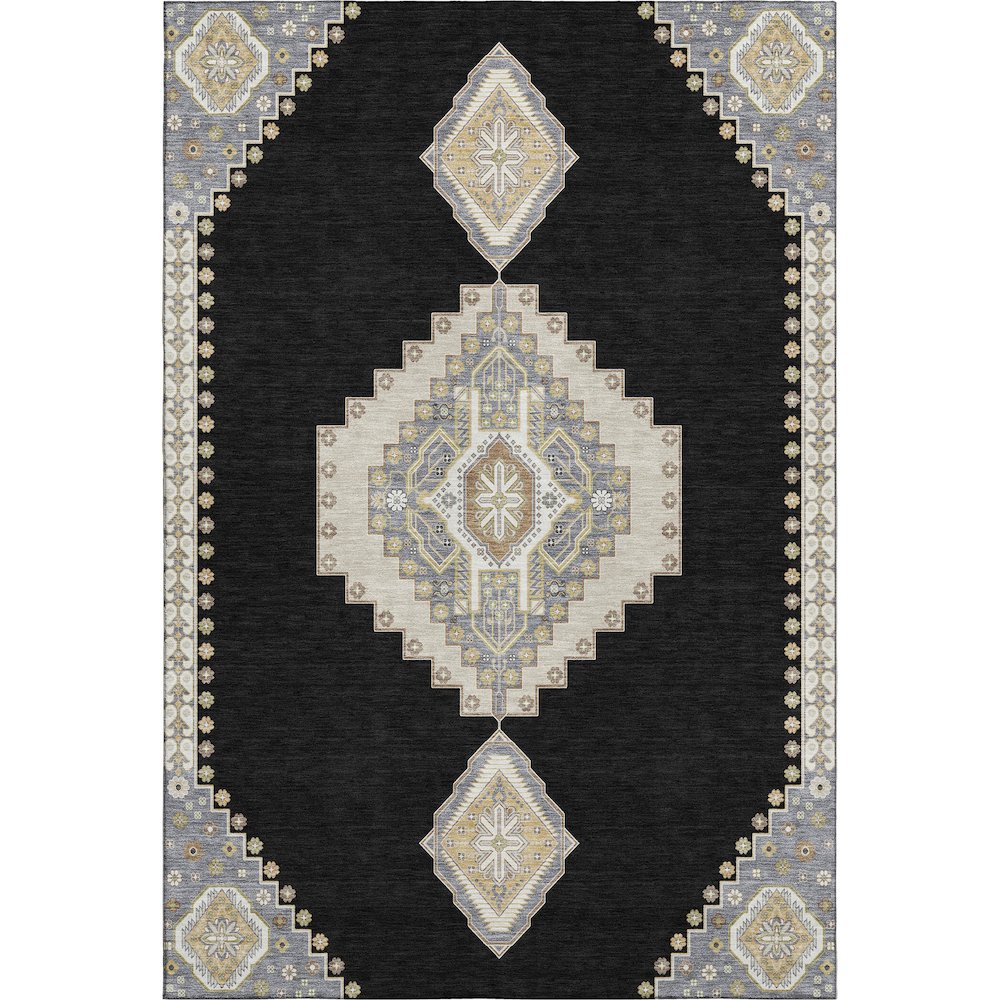 Premium Machine Washable Mayfield AMF1014 Black 8' x 10' Rug. Picture 1