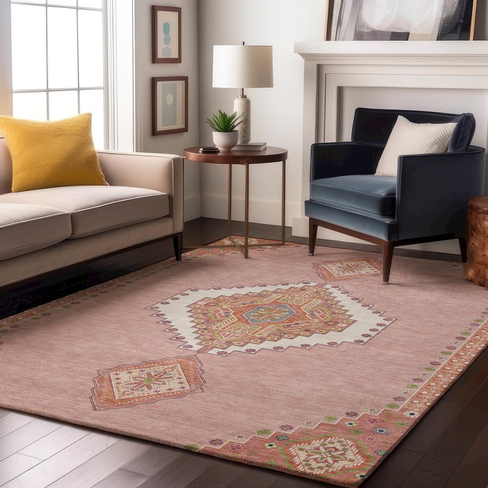 Premium Machine Washable Mayfield AMF1014 Pink 8' x 10' Rug. Picture 5