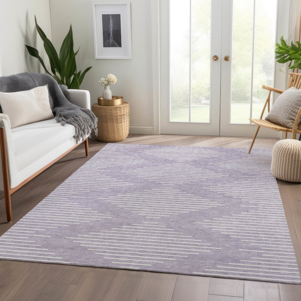 Premium Machine Washable Mayfield AMF1016 Lavender 8' x 10' Rug. Picture 6