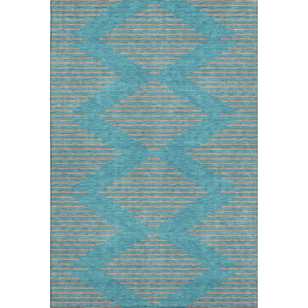 Premium Machine Washable Mayfield AMF1017 Teal 8' x 10' Rug. Picture 1