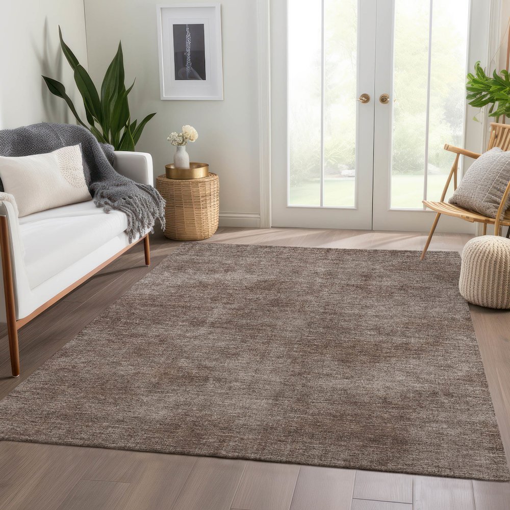 Premium Machine Washable Mayfield AMF1018 Brown 8' x 10' Rug. Picture 6
