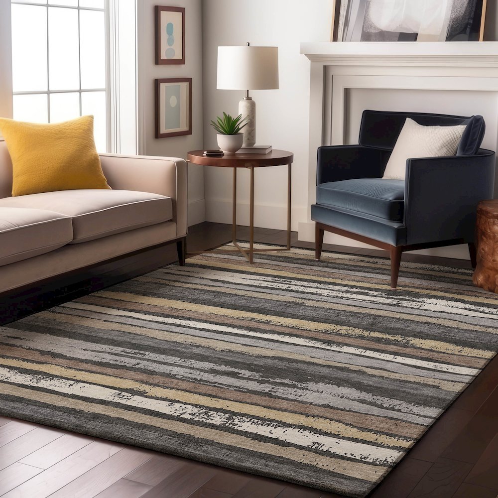 Premium Machine Washable Mayfield AMF1019 Charcoal 8' x 10' Rug. Picture 5