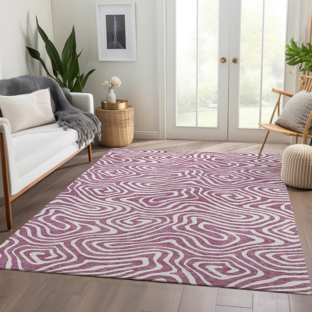 Premium Machine Washable Mayfield AMF1020 Plum 8' x 10' Rug. Picture 6
