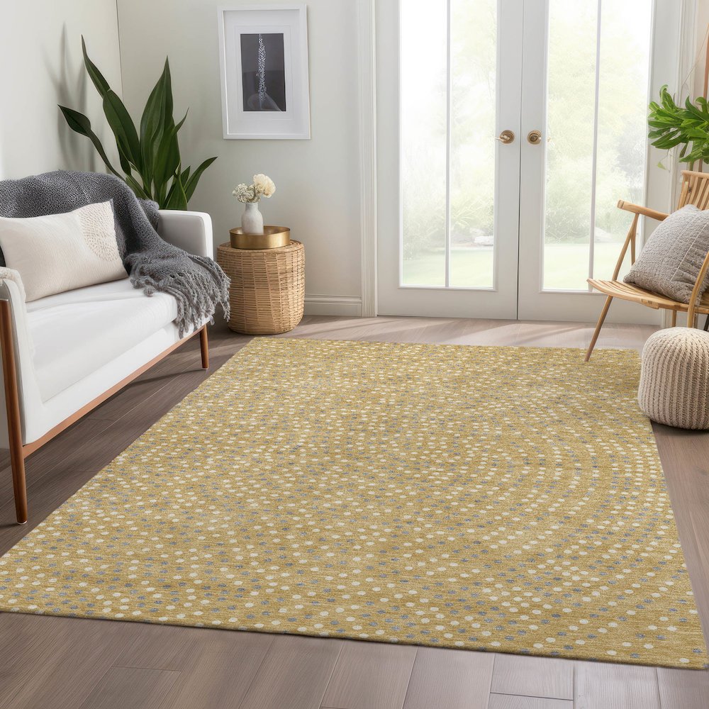 Premium Machine Washable Mayfield AMF1021 Gold 8' x 10' Rug. Picture 6