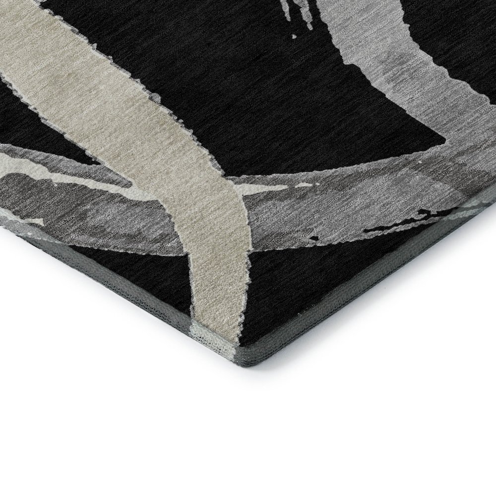 Premium Machine Washable Mayfield AMF1022 Black 3' x 5' Rug. Picture 3