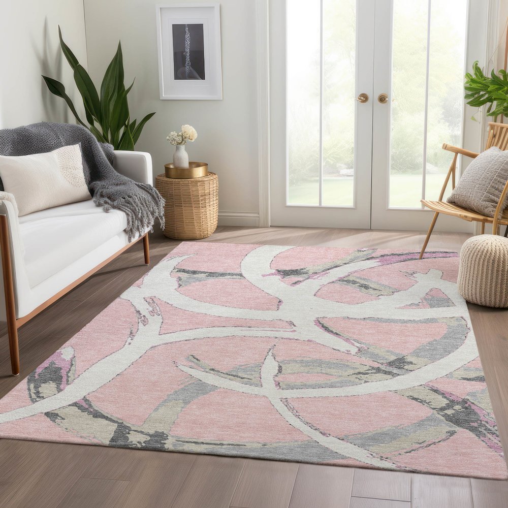Premium Machine Washable Mayfield AMF1022 Pink 8' x 10' Rug. Picture 6