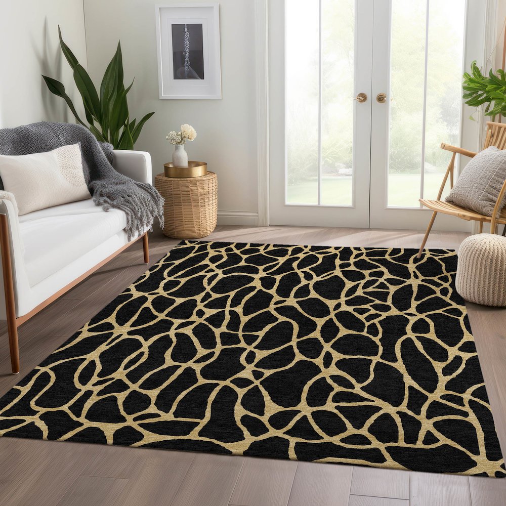 Premium Machine Washable Mayfield AMF1023 Black 8' x 10' Rug. Picture 6