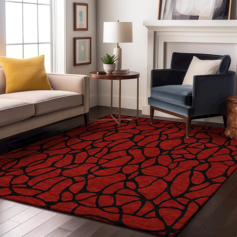 Premium Machine Washable Mayfield AMF1023 Red 8' x 10' Rug. Picture 5