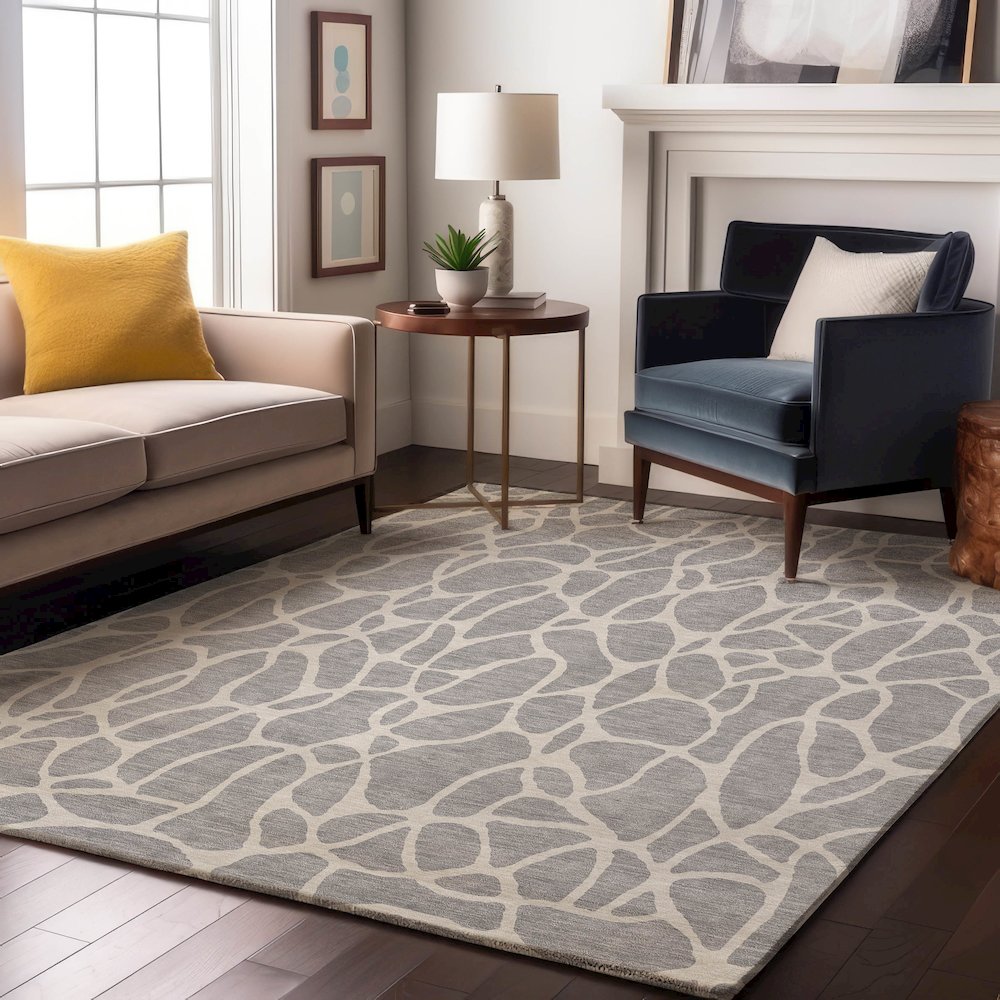 Premium Machine Washable Mayfield AMF1024 Silver 8' x 10' Rug. Picture 5