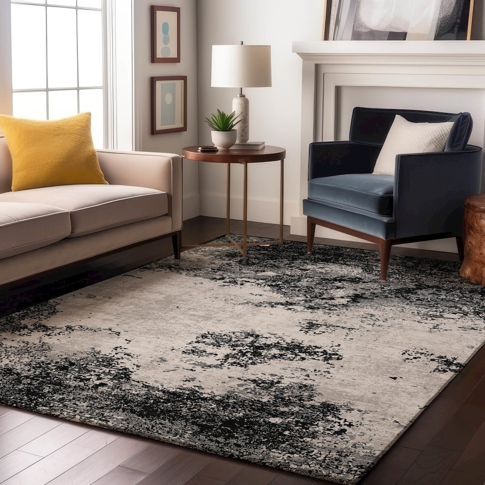 Premium Machine Washable Mayfield AMF1027 Black 8' x 10' Rug. Picture 5