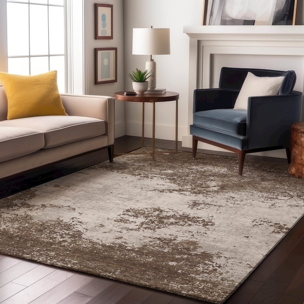 Premium Machine Washable Mayfield AMF1027 Brown 8' x 10' Rug. Picture 5