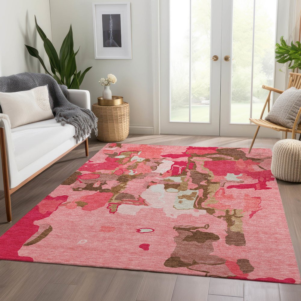 Premium Machine Washable Mayfield AMF1028 Coral 8' x 10' Rug. Picture 6