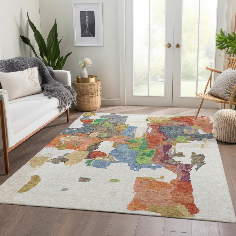 Premium Machine Washable Mayfield AMF1028 Ivory 8' x 10' Rug. Picture 6