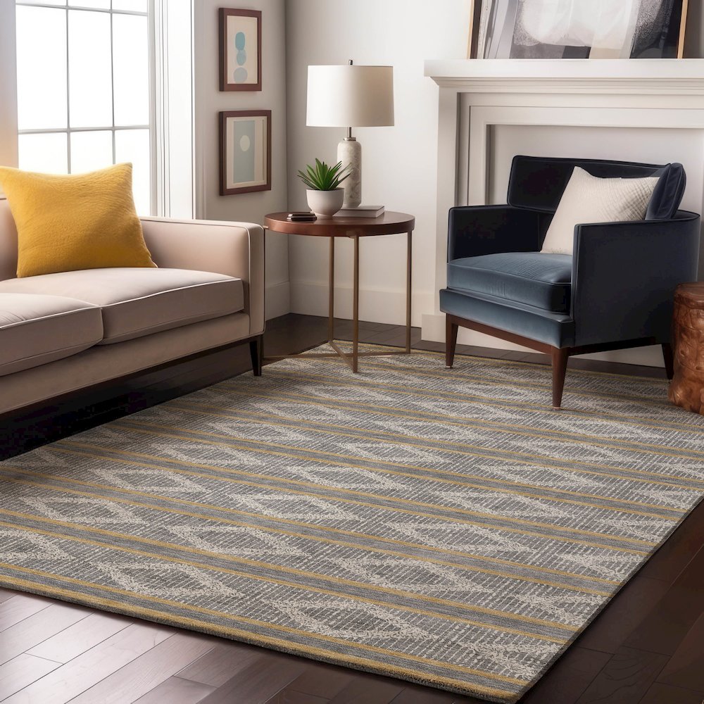 Premium Machine Washable Mayfield AMF1029 Gray 8' x 10' Rug. Picture 5