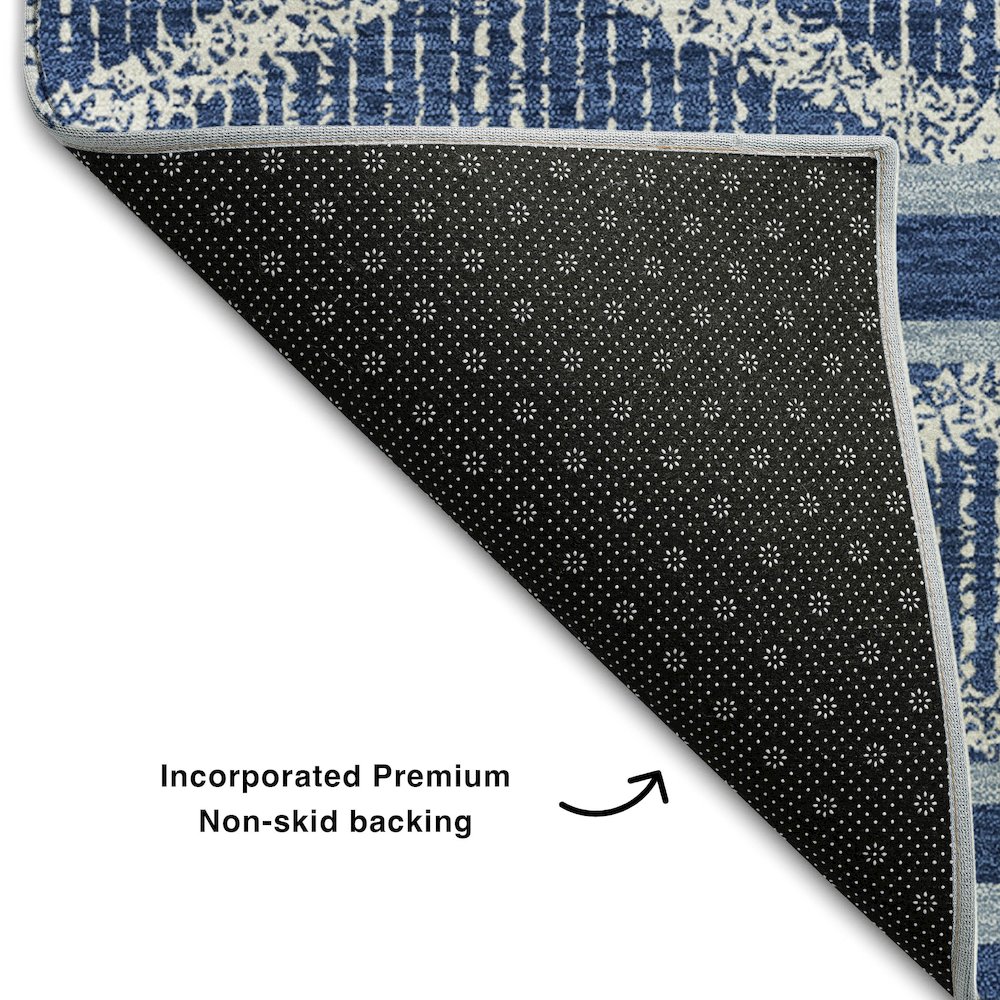 Premium Machine Washable Mayfield AMF1029 Navy 3' x 5' Rug. Picture 2