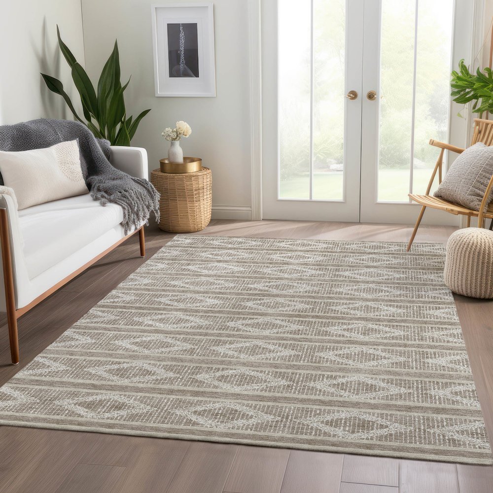 Premium Machine Washable Mayfield AMF1029 Taupe 8' x 10' Rug. Picture 6