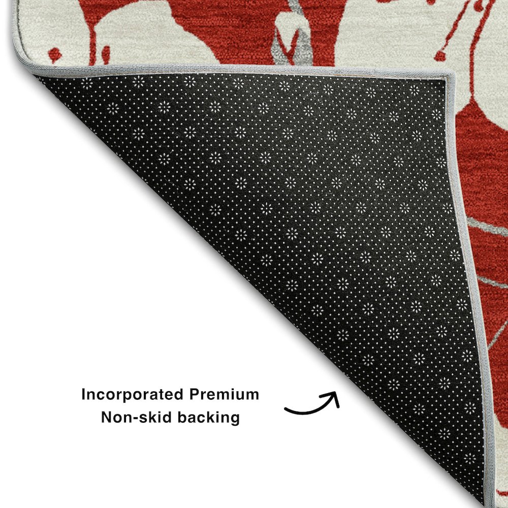 Premium Machine Washable Mayfield AMF1032 Red 3' x 5' Rug. Picture 2