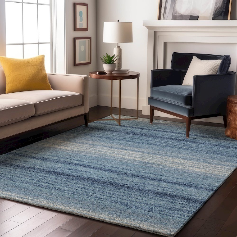 Premium Machine Washable Mayfield AMF1033 Blue 8' x 10' Rug. Picture 5