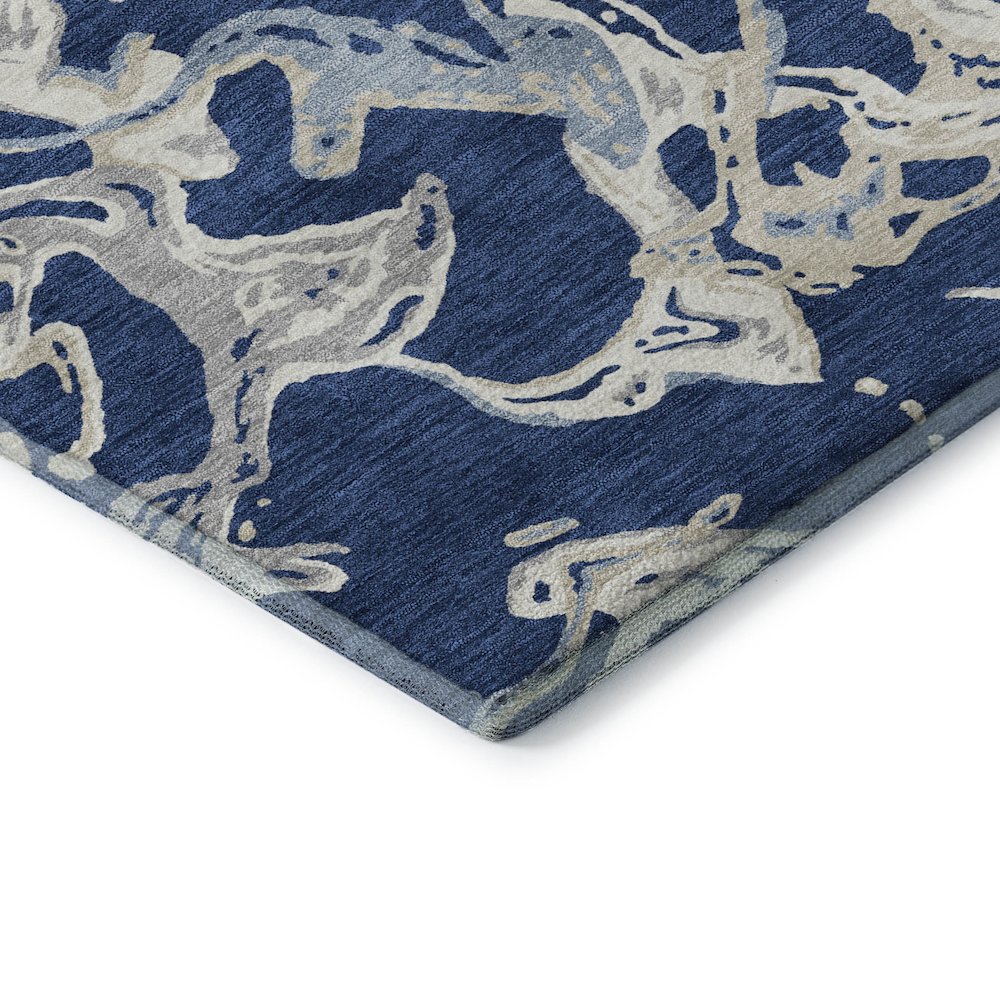 Premium Machine Washable Mayfield AMF1035 Navy 3' x 5' Rug. Picture 3