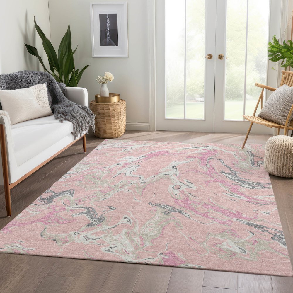 Premium Machine Washable Mayfield AMF1035 Pink 8' x 10' Rug. Picture 6