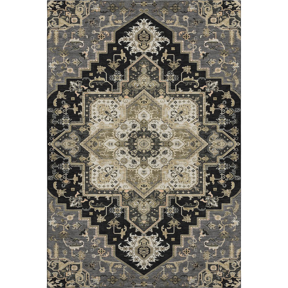 Premium Machine Washable Mayfield AMF1036 Black 8' x 10' Rug. Picture 1
