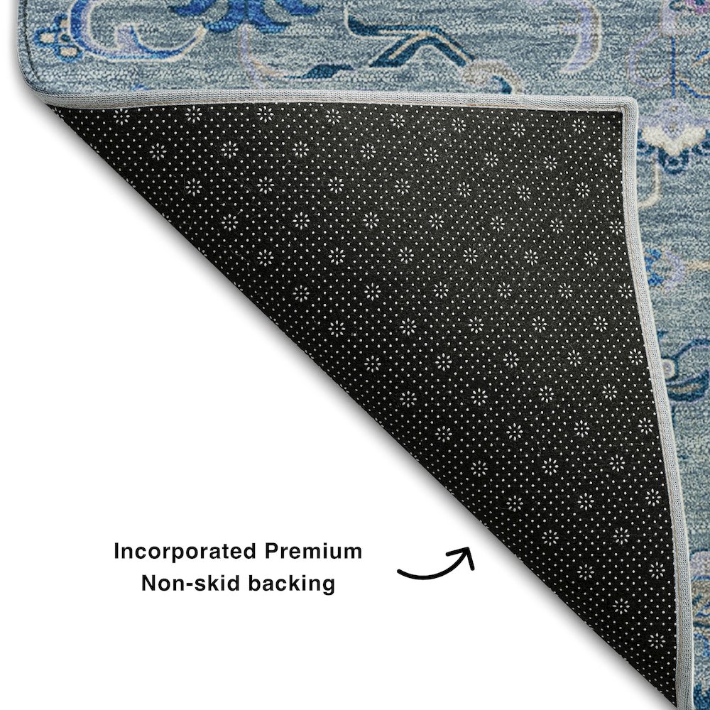 Premium Machine Washable Mayfield AMF1036 Blue 3' x 5' Rug. Picture 2