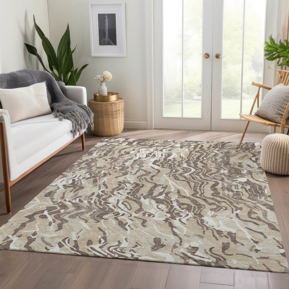 Premium Machine Washable Mayfield AMF1038 Beige 8' x 10' Rug. Picture 6