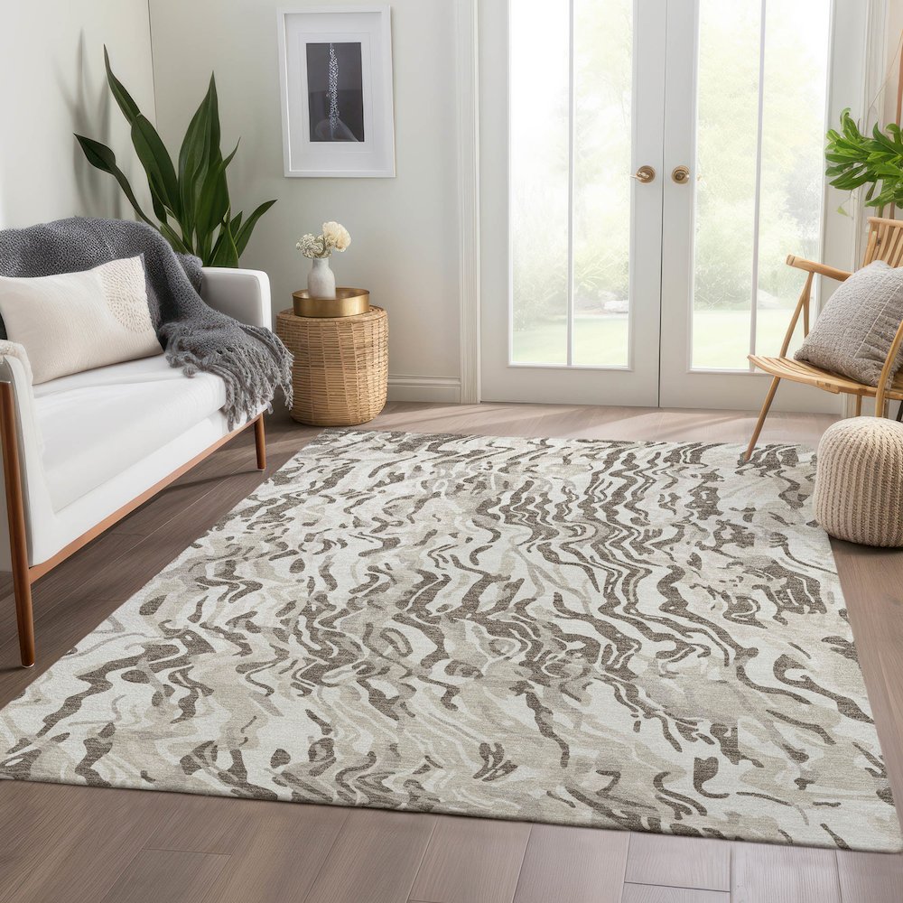 Premium Machine Washable Mayfield AMF1038 Ivory 8' x 10' Rug. Picture 6