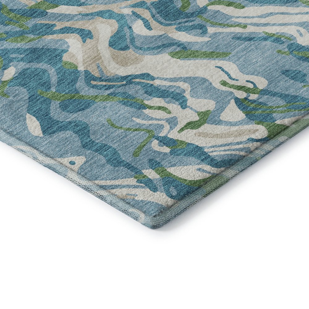 Premium Machine Washable Mayfield AMF1038 Teal 3' x 5' Rug. Picture 3