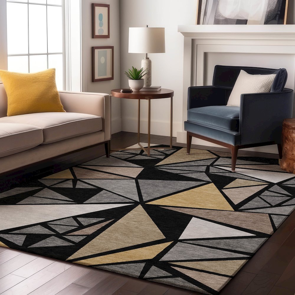 Premium Machine Washable Mayfield AMF1039 Black 8' x 10' Rug. Picture 5