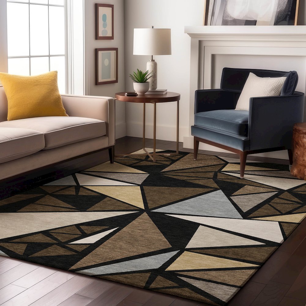 Premium Machine Washable Mayfield AMF1039 Brown 8' x 10' Rug. Picture 5
