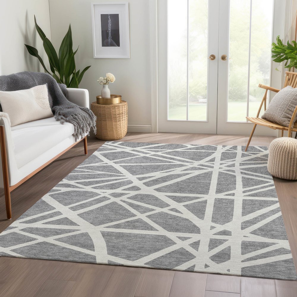 Premium Machine Washable Mayfield AMF1040 Gray 8' x 10' Rug. Picture 6