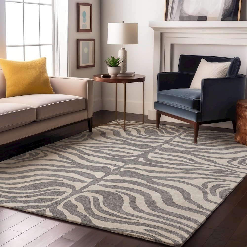 Premium Machine Washable Mayfield AMF1042 Gray 8' x 10' Rug. Picture 5