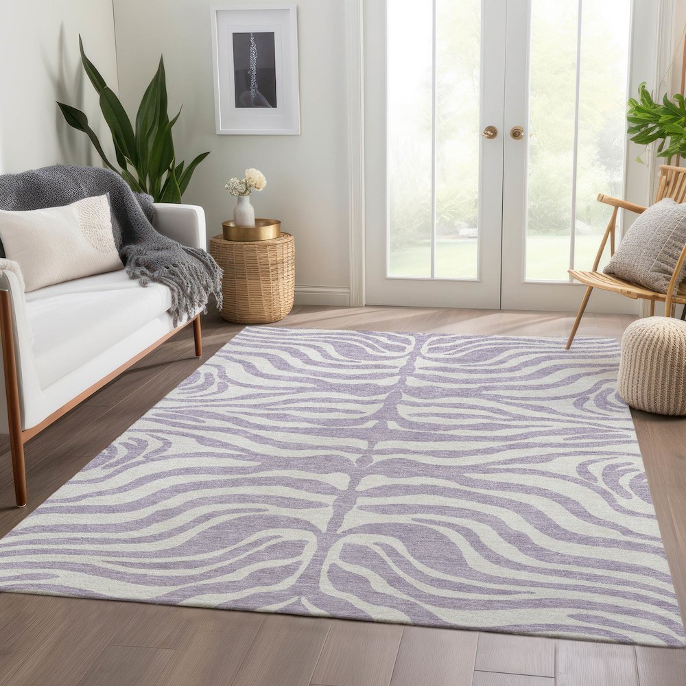 Premium Machine Washable Mayfield AMF1042 Lavender 8' x 10' Rug. Picture 6