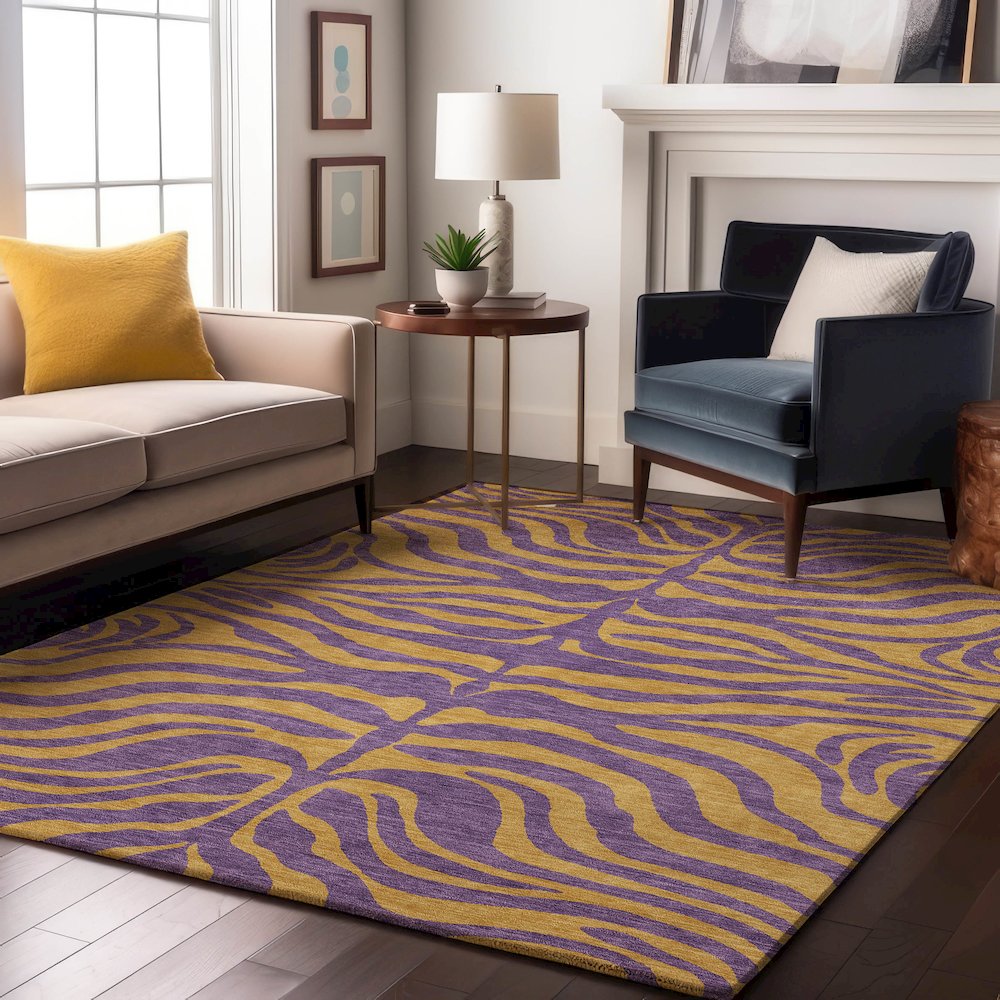 Premium Machine Washable Mayfield AMF1043 Purple 8' x 10' Rug. Picture 5