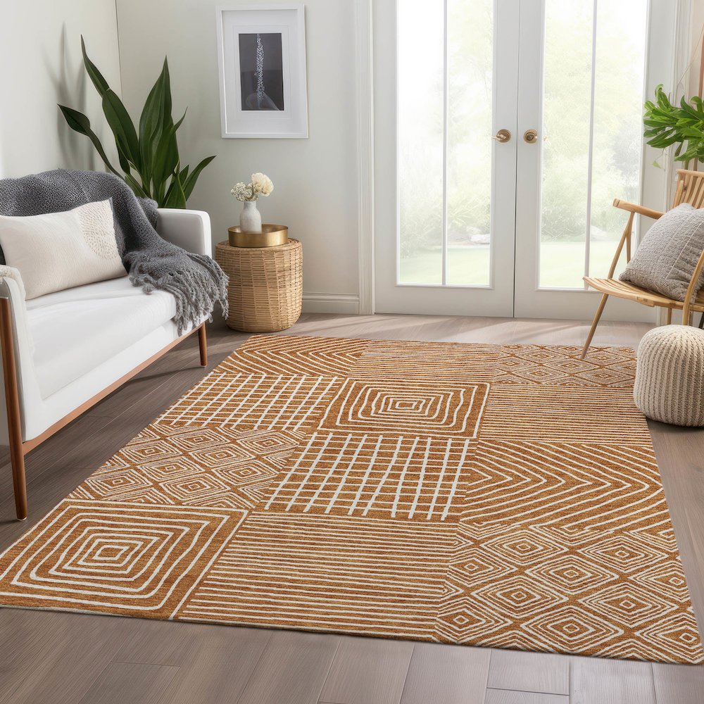 Premium Machine Washable Mayfield AMF1044 Paprika 8' x 10' Rug. Picture 6