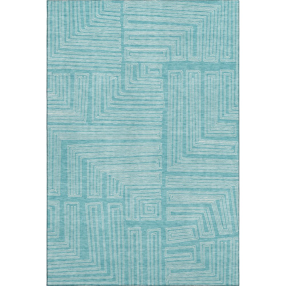 Premium Machine Washable Mayfield AMF1045 Turquoise 8' x 10' Rug. Picture 1